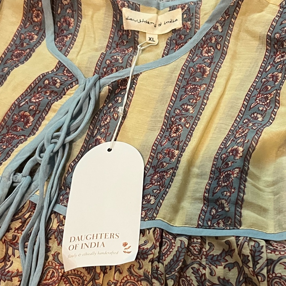 NWT Daughters of India Aahana Maxi Dress in Blue Bell Floral Size XL - Picture 13 of 16